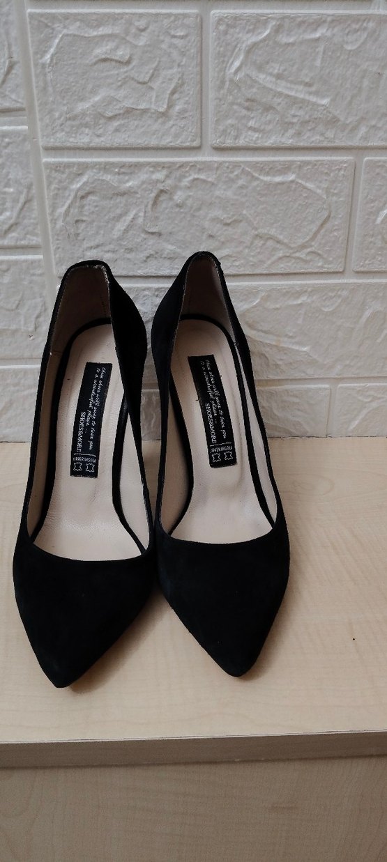 Siyah Süet Stiletto Kadın Topuklu - Görsel 2