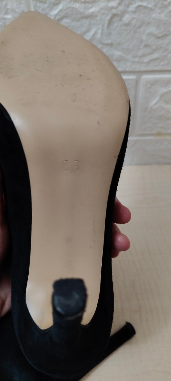 Siyah Süet Stiletto Kadın Topuklu - Görsel 4