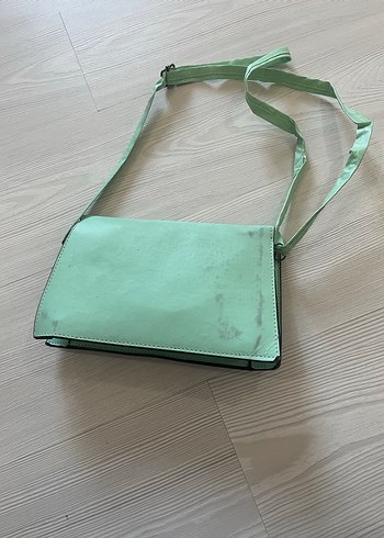 Vintage Stil Pastel Yeşil Deri Kadın Clutch - Görsel 3