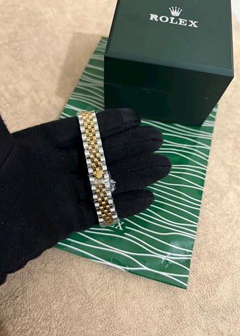 Beyaz Parlak Taşlı Rolex Kadın Saati - Görsel 2