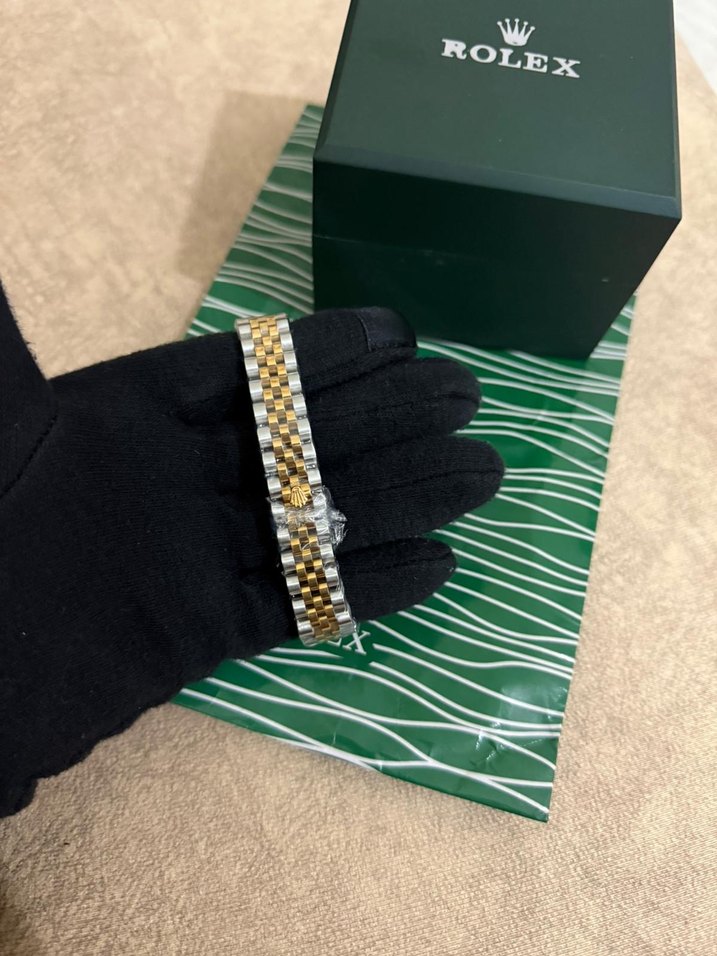 Beyaz Parlak Taşlı Rolex Kadın Saati - Görsel 2