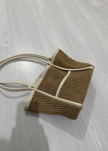 Bej Örgü Detaylı Kadın Çanta - Görsel 2