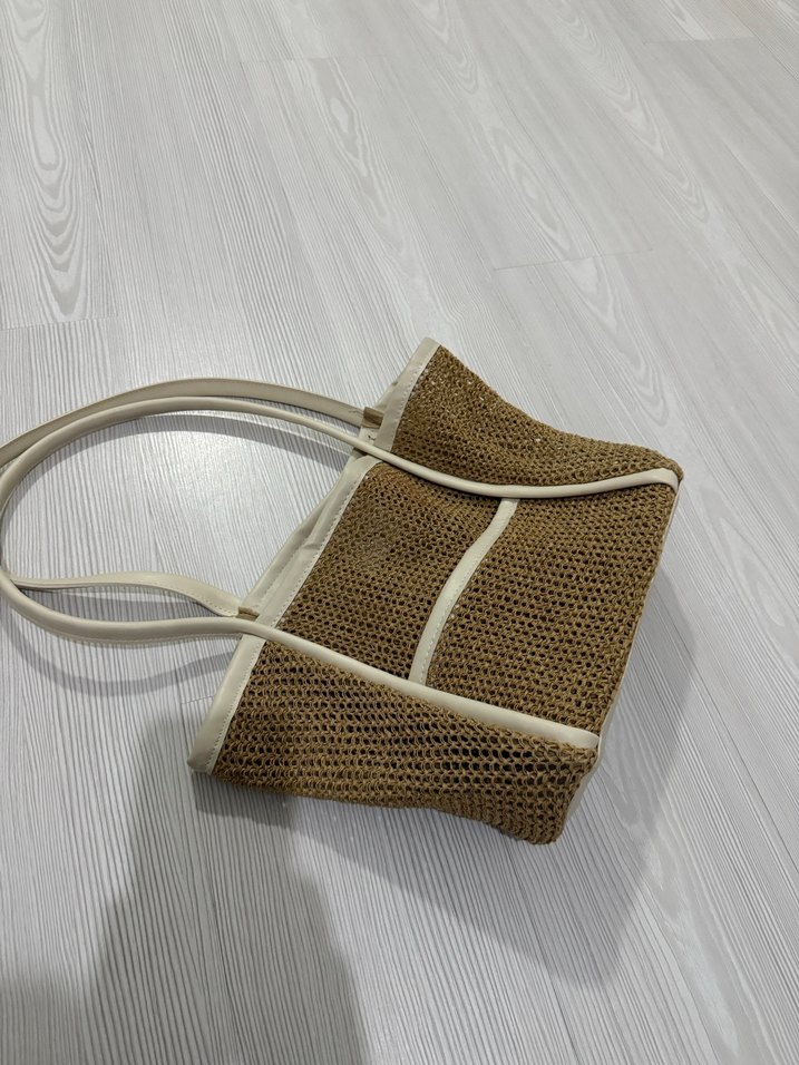 Bej Örgü Detaylı Kadın Çanta - Görsel 2