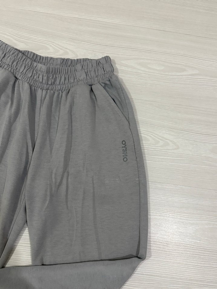 Gri Kadın Keten Bol Kesim Eşofman Altı - Görsel 2