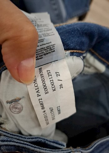 26 Beden mavi Renk Kadın Mavi Bel Detaylı Midi Denim Pantolon
