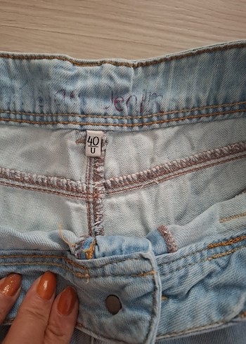 xl Beden Kadın Bej Mini Denim Şort