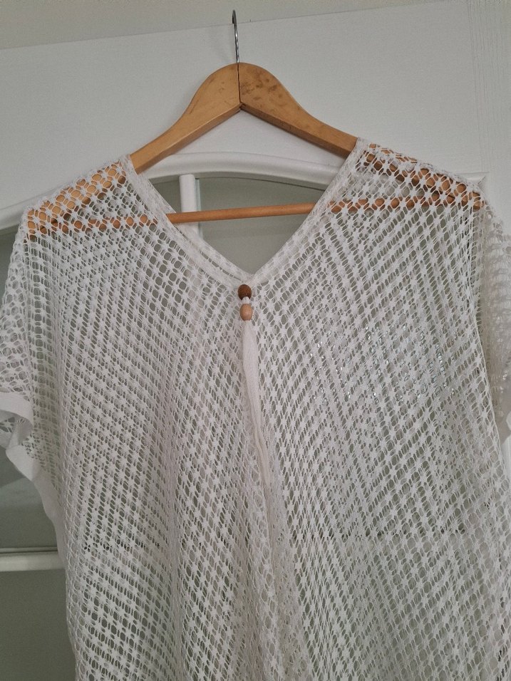 Dantel Detaylı Bohem Uzun Triko pareo - Görsel 4