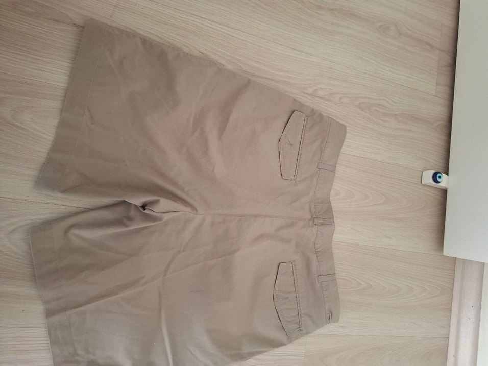 Bej Keten Erkek Mini Şort - Görsel 2