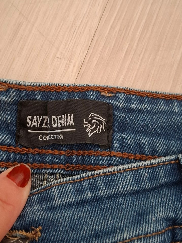 Mavi Rahat Kesim Kot Şort - Görsel 5