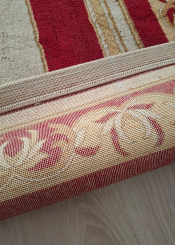 Bordo Kenarlı Açık Renkli Düz Halı yün halı - Görsel 4