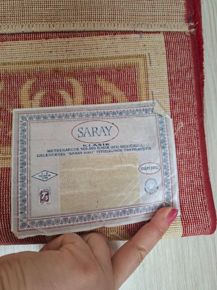 Bordo Kenarlı Açık Renkli Düz Halı yün halı - Görsel 5