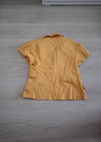 Düğmeli Bej Keten Kadın Blazer - Görsel 4