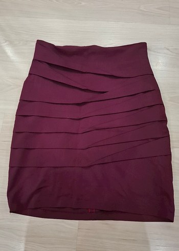 Bordo Pilili Mini Etek
