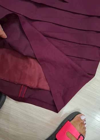 xl Beden Bordo Pilili Mini Etek