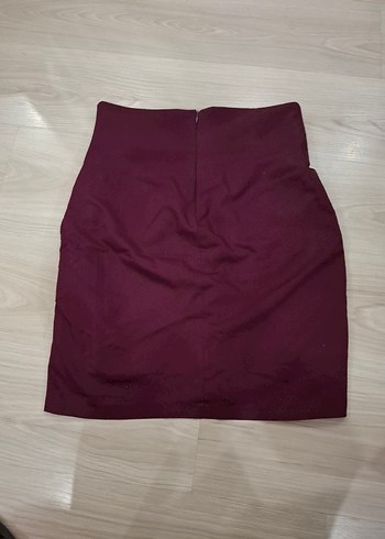 xl Beden bordo Renk Bordo Pilili Mini Etek