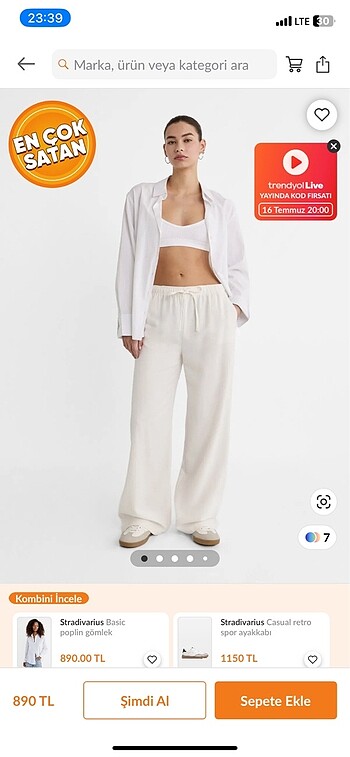 Stradivarius keten pantolon
