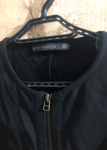 Fermuarlı Siyah Kadın Keten Ceket - Görsel 3