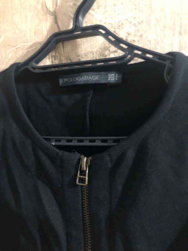 Fermuarlı Siyah Kadın Keten Ceket - Görsel 3