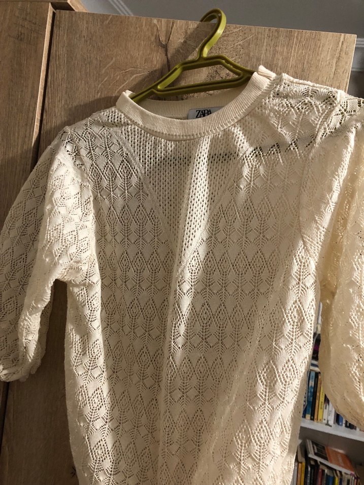 Beyaz Bohem Örgü Kadın Kazak - Görsel 3