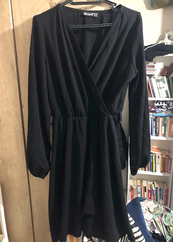 Siyah Uzun Kollu Midi Gotik Kadın Elbise - Görsel 2