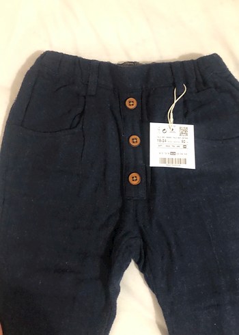 Düğmeli Lacivert Erkek Keten Pantolon - Görsel 4