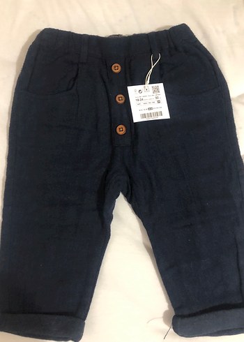 Düğmeli Lacivert Erkek Keten Pantolon - Görsel 2