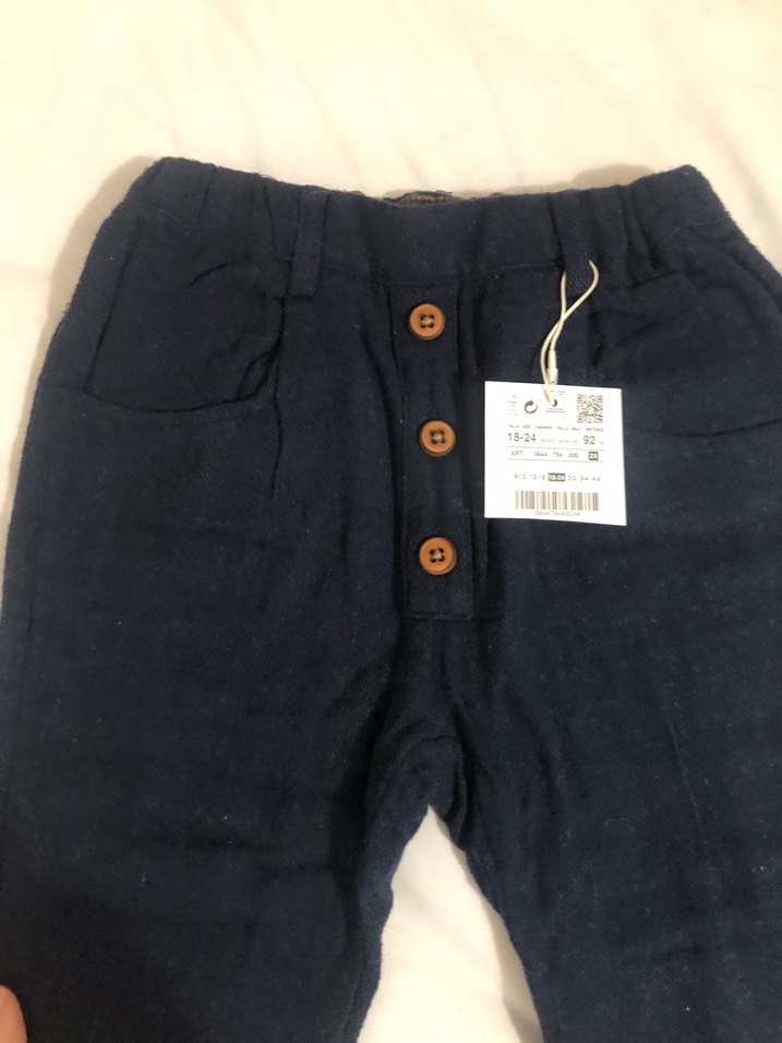 Düğmeli Lacivert Erkek Keten Pantolon - Görsel 4