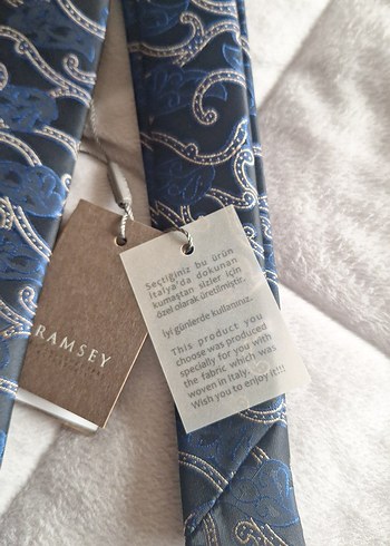 Gri ve Mavi Desenli Erkek Kravat Ramsey markadır - Görsel 2