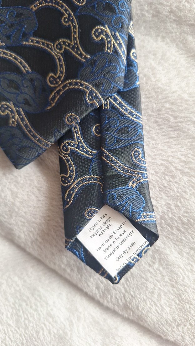 Gri ve Mavi Desenli Erkek Kravat Ramsey markadır - Görsel 3