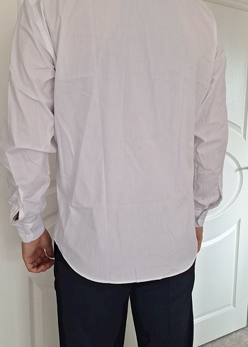 Düğmeli Beyaz Erkek Uzun Kollu Gömlek - Görsel 14
