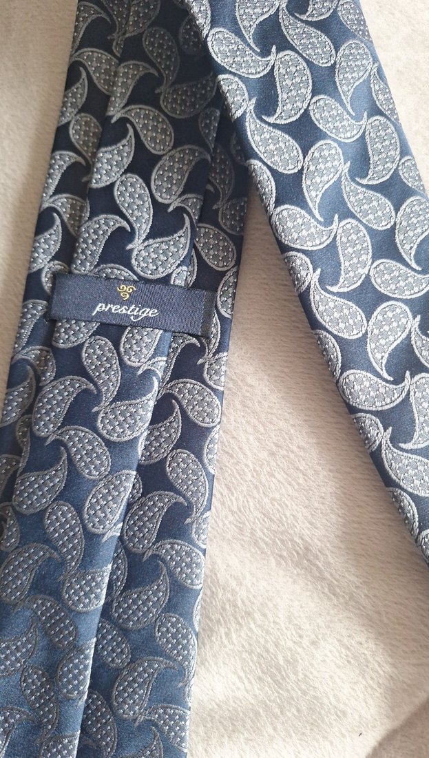 Gri Mavi Desenli Klasik Erkek Kravat - Görsel 3
