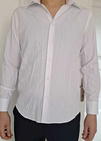 Beyaz Uzun Kollu Erkek Gömlek - Görsel 9