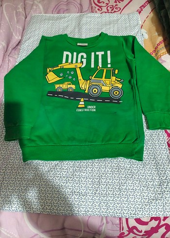 Erkek Çocuk Yeşil Baskılı Sweatshirt - Görsel 2