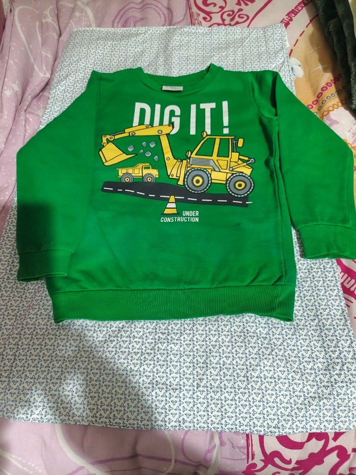 Erkek Çocuk Yeşil Baskılı Sweatshirt - Görsel 2