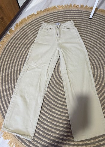 Bej Midi Kadın Kot Pantolon