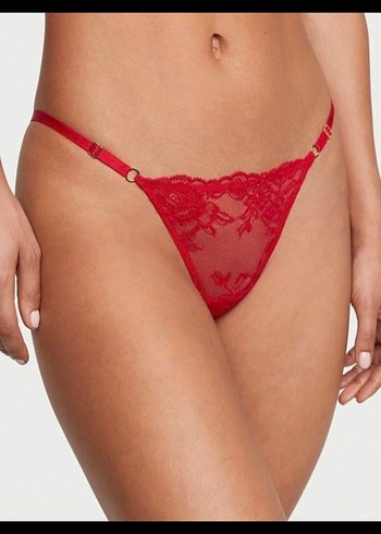 Parlak Kırmızı Dantel Tanga - Victoria's Secret - Görsel 3