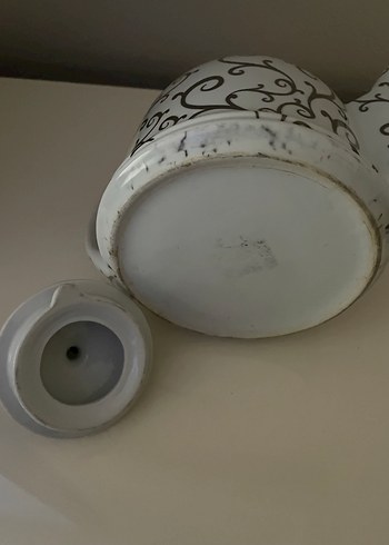 Beyaz Desenli porselen Demlik - Görsel 3