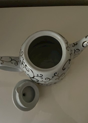 Beyaz Desenli porselen Demlik - Görsel 2