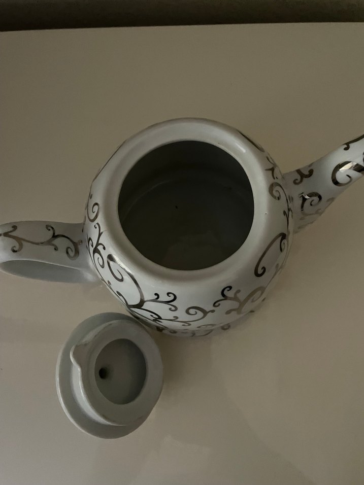 Beyaz Desenli porselen Demlik - Görsel 2