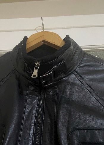 Siyah Deri Biker Ceket - Görsel 3