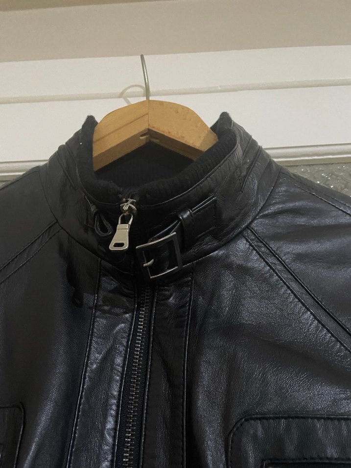 Siyah Deri Biker Ceket - Görsel 3