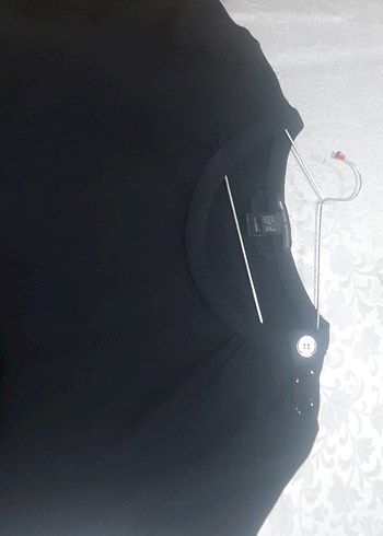 Düğmeli Siyah midi elbise lacoste kumaş - Görsel 4