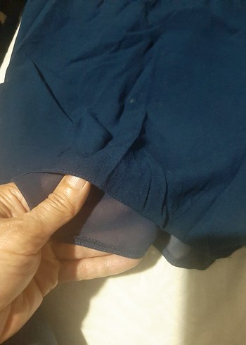 Lacivert V Yaka Kolsuz Mini Tulum - Görsel 3