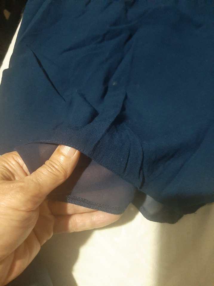 Lacivert V Yaka Kolsuz Mini Tulum - Görsel 3