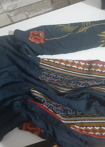 Zara Bohem Uzun Kollu Desenli Kadın Gömlek - Görsel 4