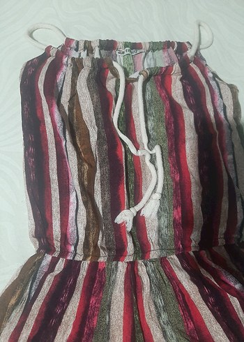 Renkli Çizgili Bohem Mini Tulum - Görsel 2