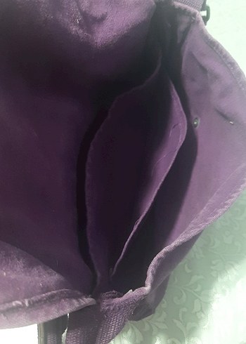 Renkli Baskılı Mor Kadın KetenÇanta - Görsel 3