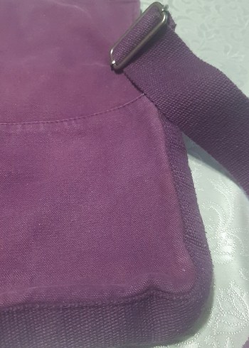 Renkli Baskılı Mor Kadın KetenÇanta - Görsel 5