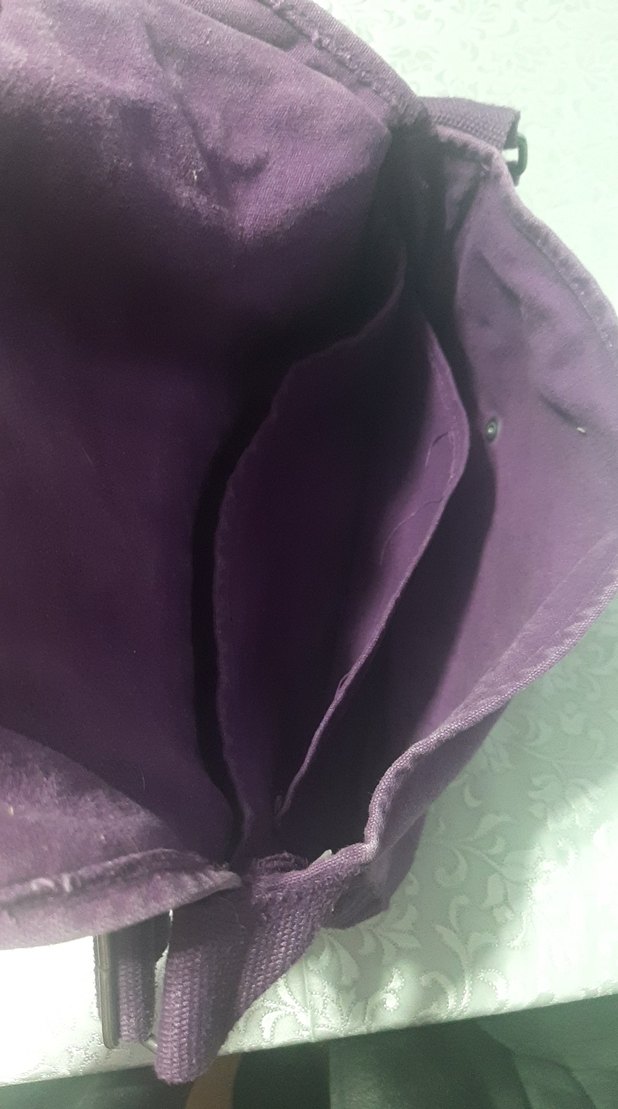 Renkli Baskılı Mor Kadın KetenÇanta - Görsel 3