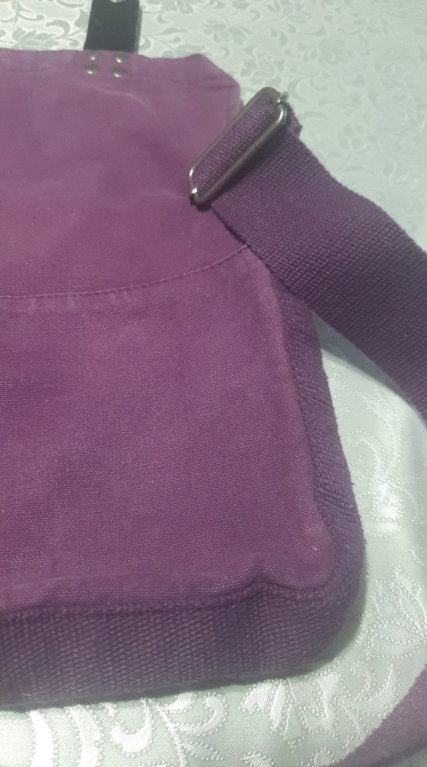 Renkli Baskılı Mor Kadın KetenÇanta - Görsel 5